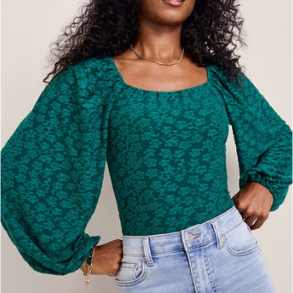 Francesca's Collections Teal Floral Bodysuit